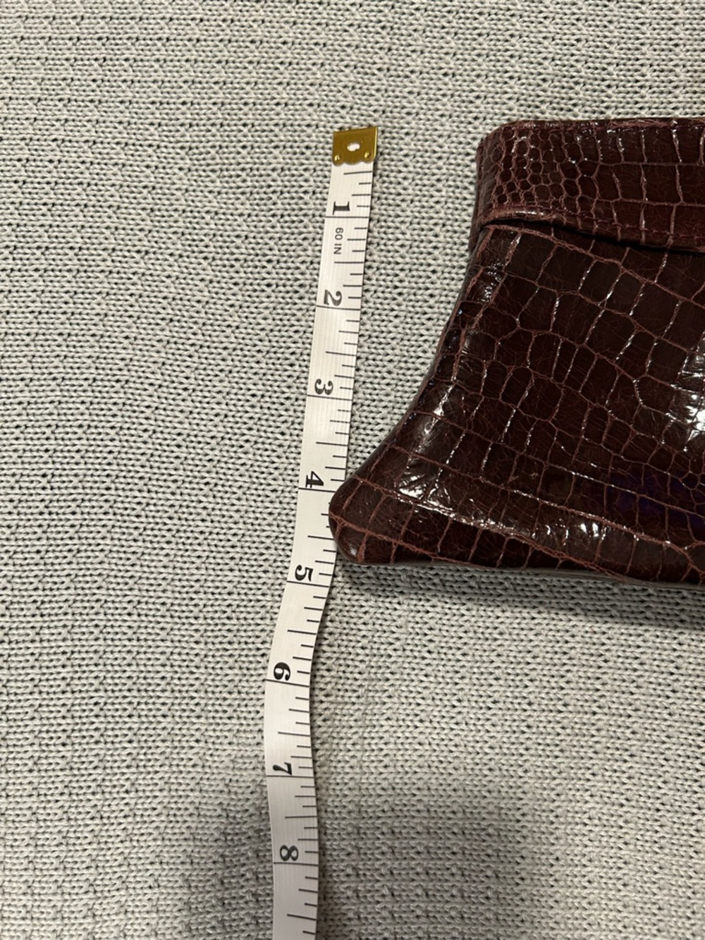 Lauren Merkin Patent LeatherCroc-Embossed Burgundy Clutch with Gold Interior - Picture 7 of 7